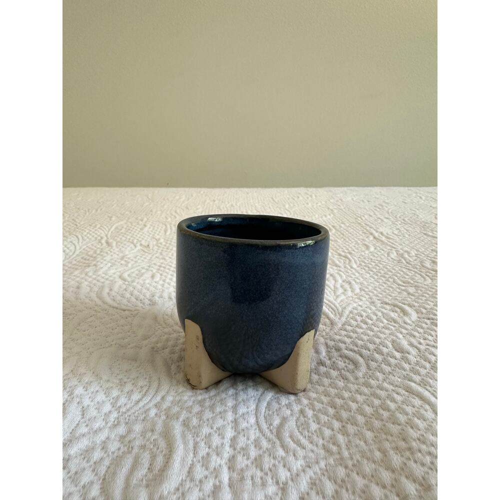 Blue Glazed Ceramic Mini Pot